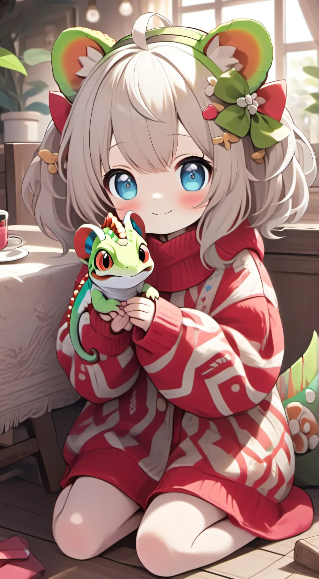 ai character: саша the Chameleon Furry background