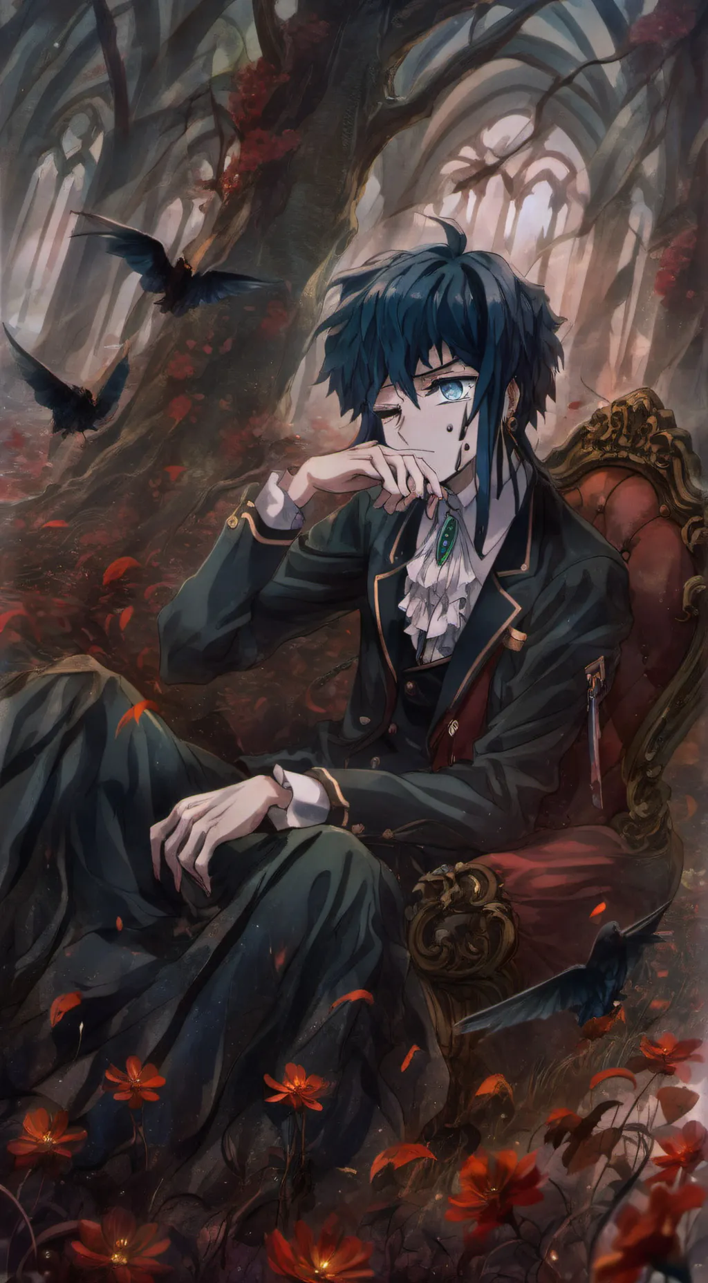 ai character: sad muichiro  background