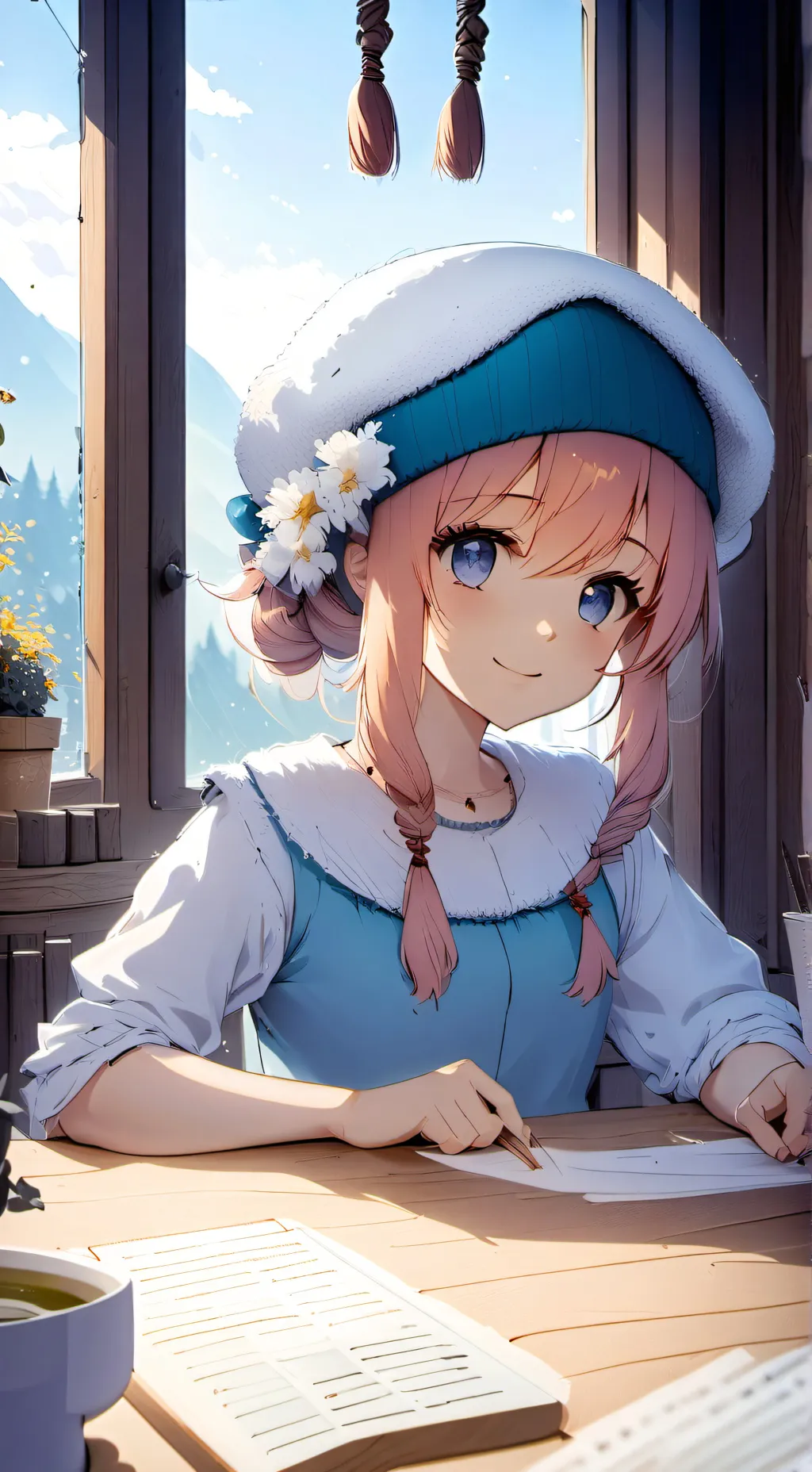 ai character: Violet background