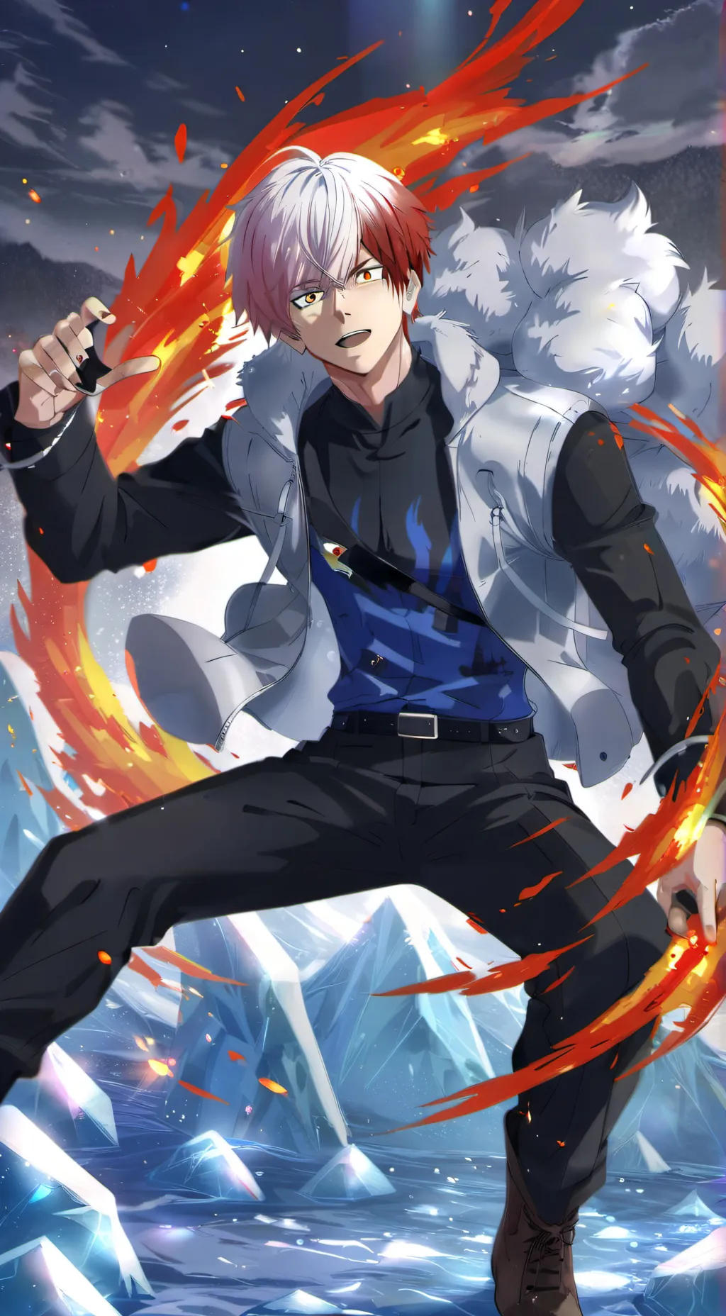 ai character: Shoto Todoroki background