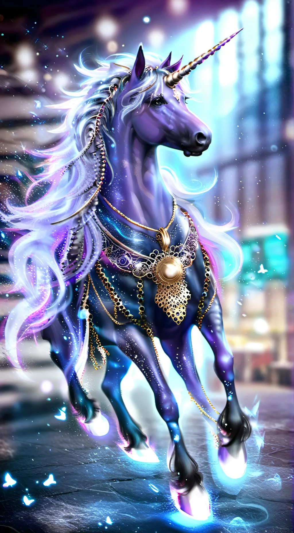 ai character: Violet background