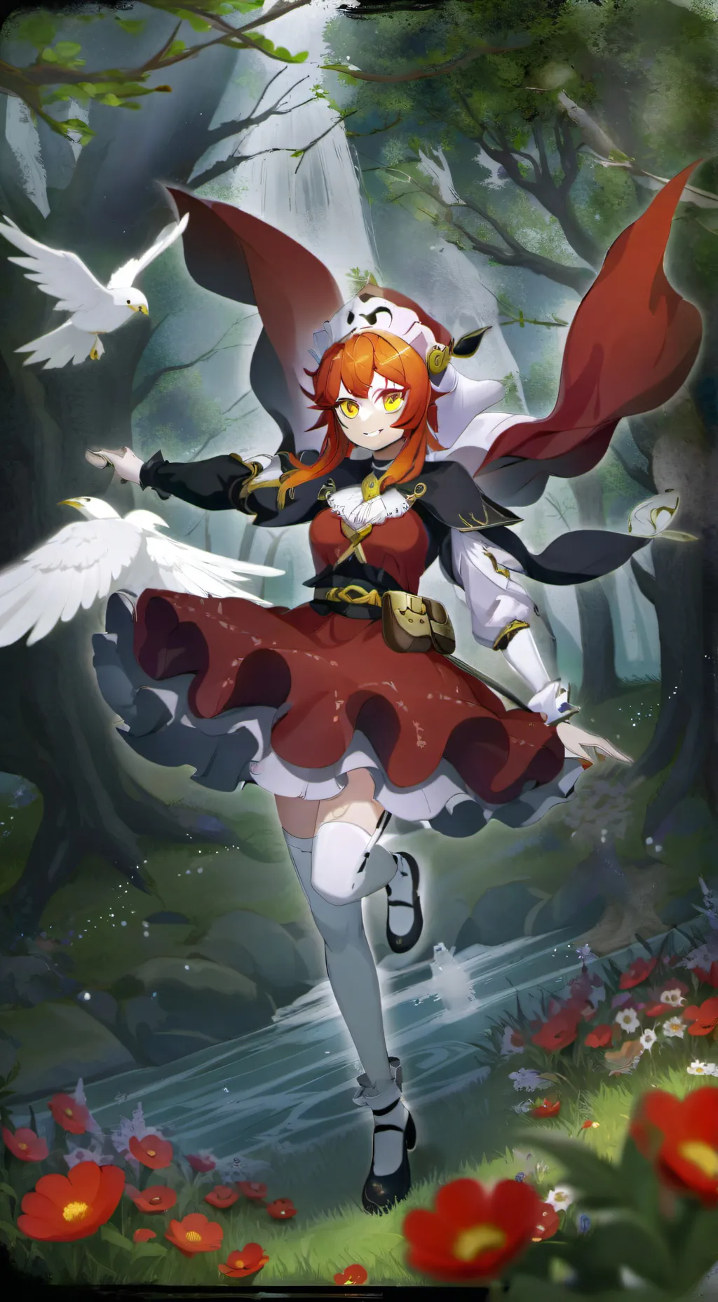 ai character: ❤️💛🖤 background