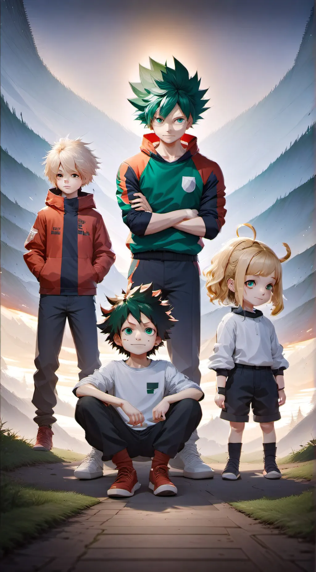 ai character: Izuku and kids background