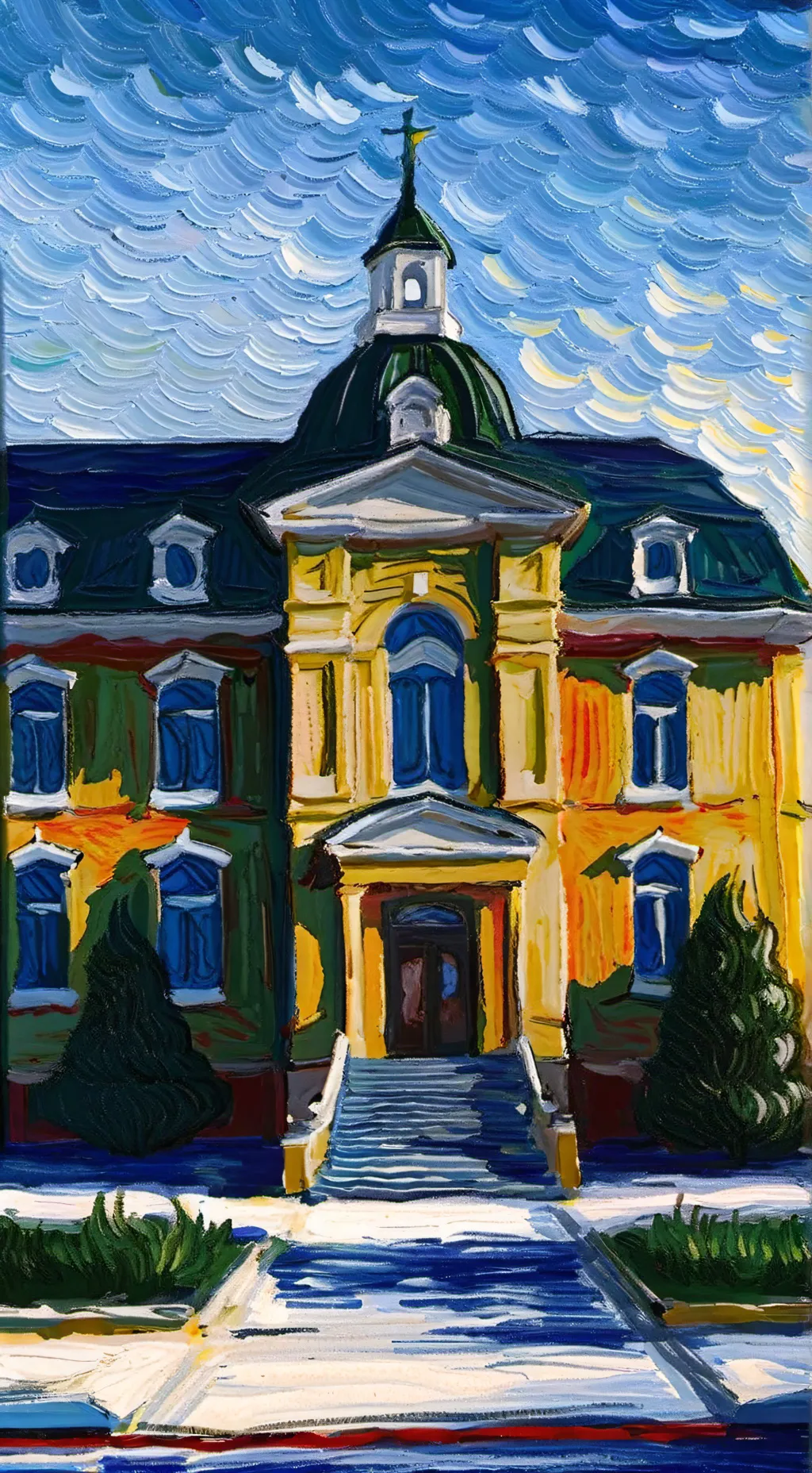 ai character: cartoon school background