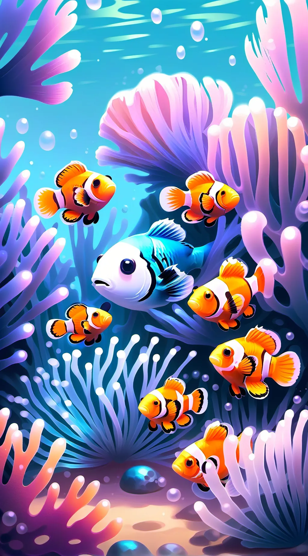 ai character: Striped Clownfish Furry background