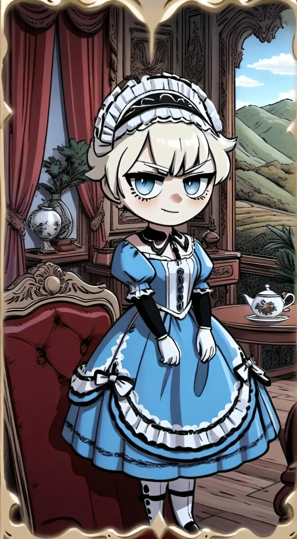 ai character: Clukr sirvienta background