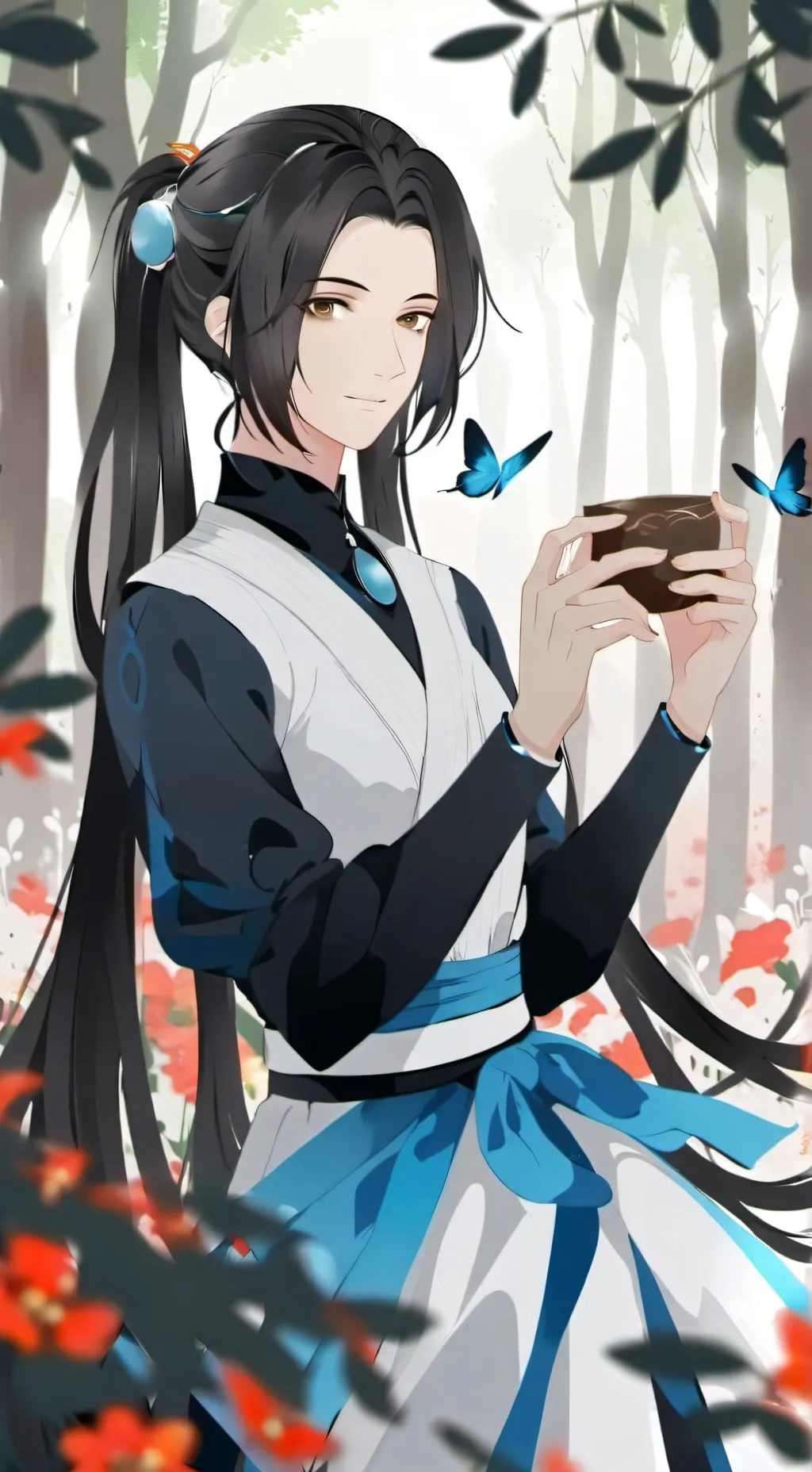 ai character: soft world. fruitc background