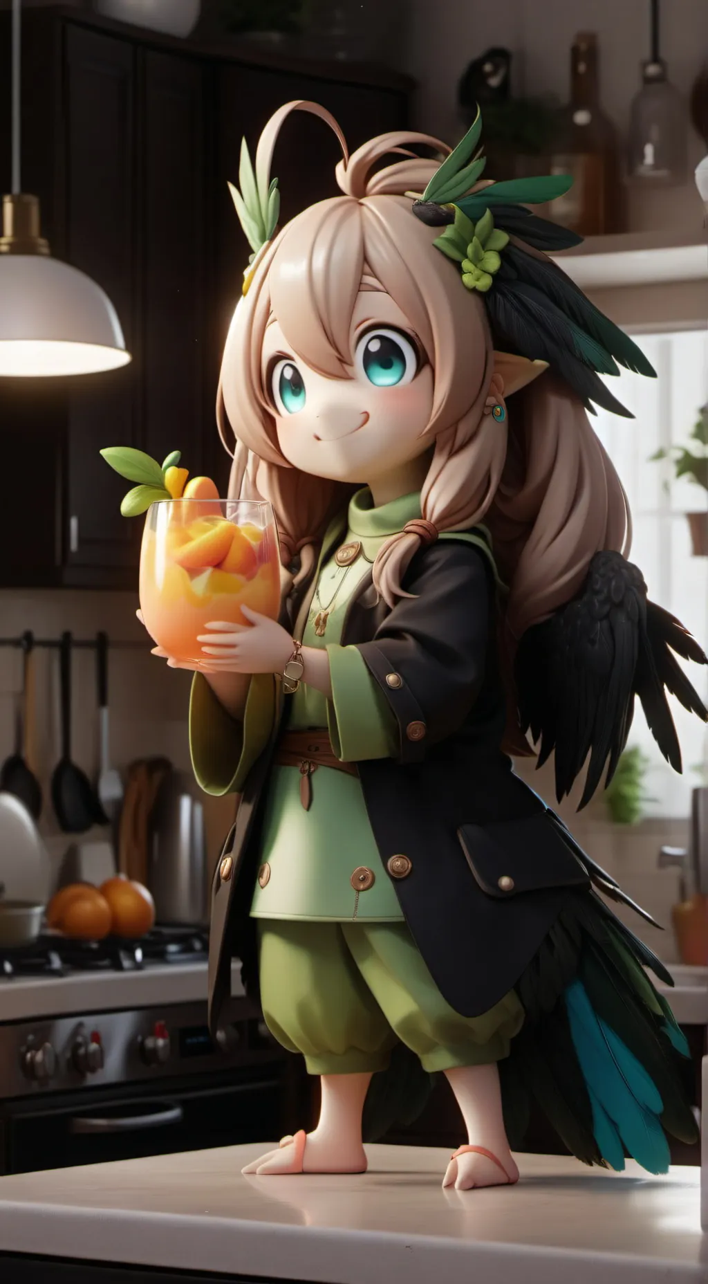 ai character: Peachy Parrot Furry background