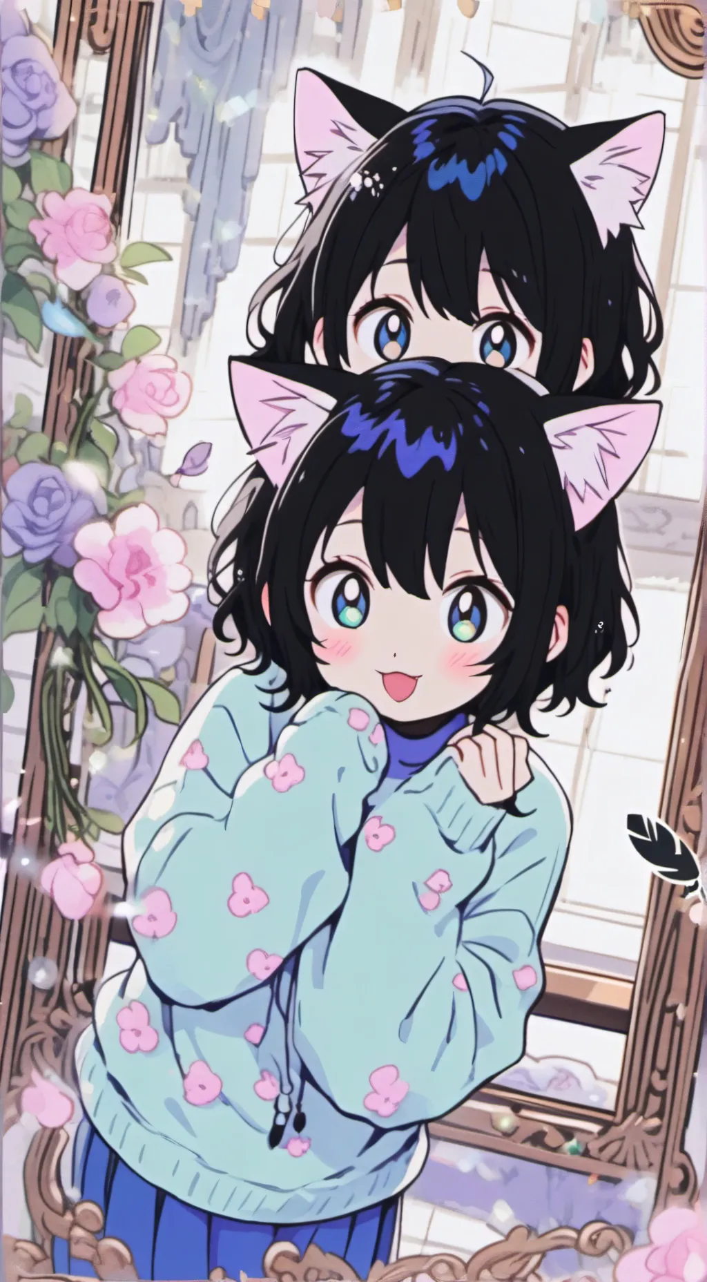 ai character: Feathered Feline Spirit background