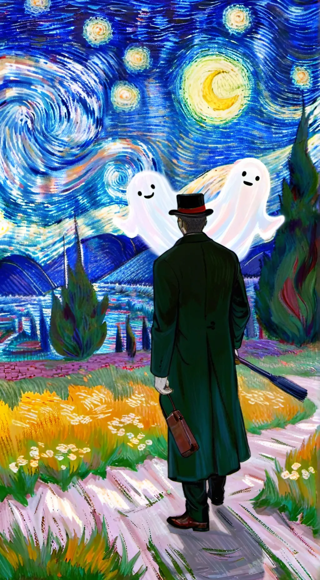 ai character: MHA ghost hunting background