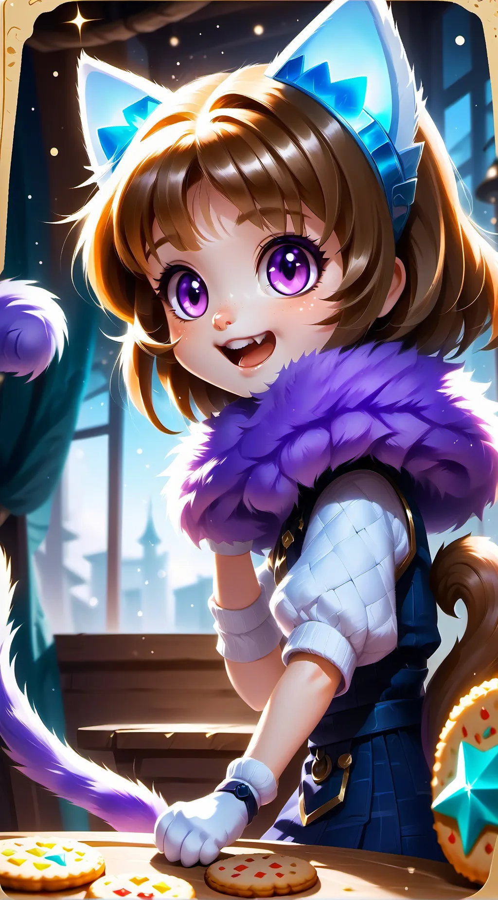 ai character: Purplicious Spirit Cat background