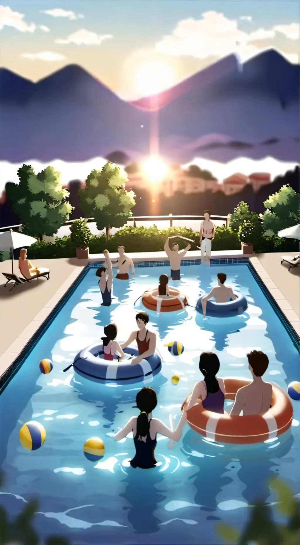 ai character: Sprunki Pool Party background