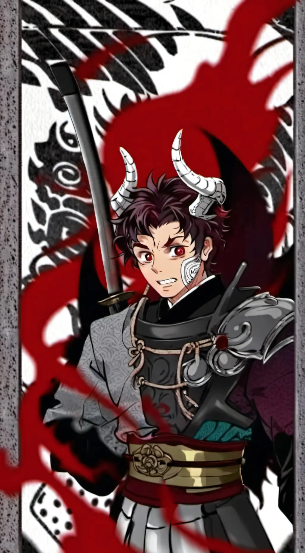 ai character: muichiro ×tanjiro background