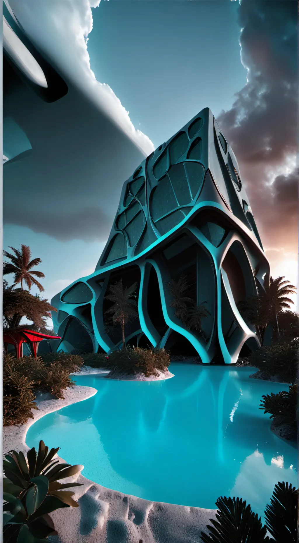 ai character: Kny pool party background