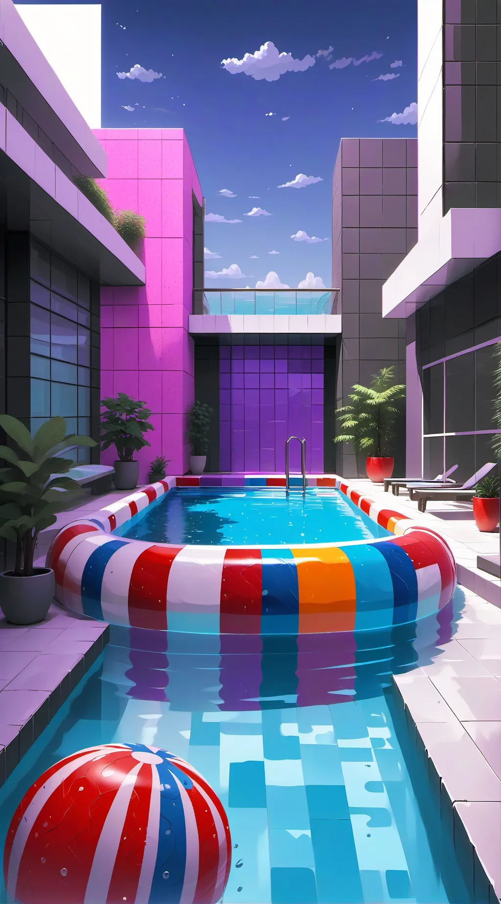 ai character: swimming pool 2 background