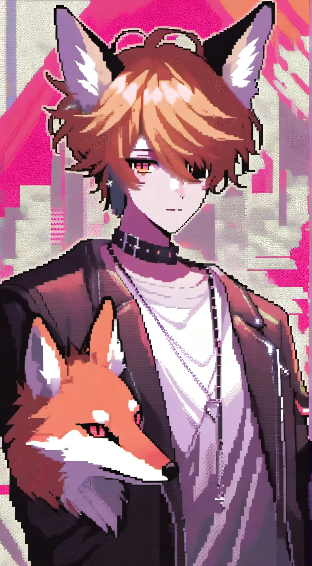 ai character: : pixel Fox :  background