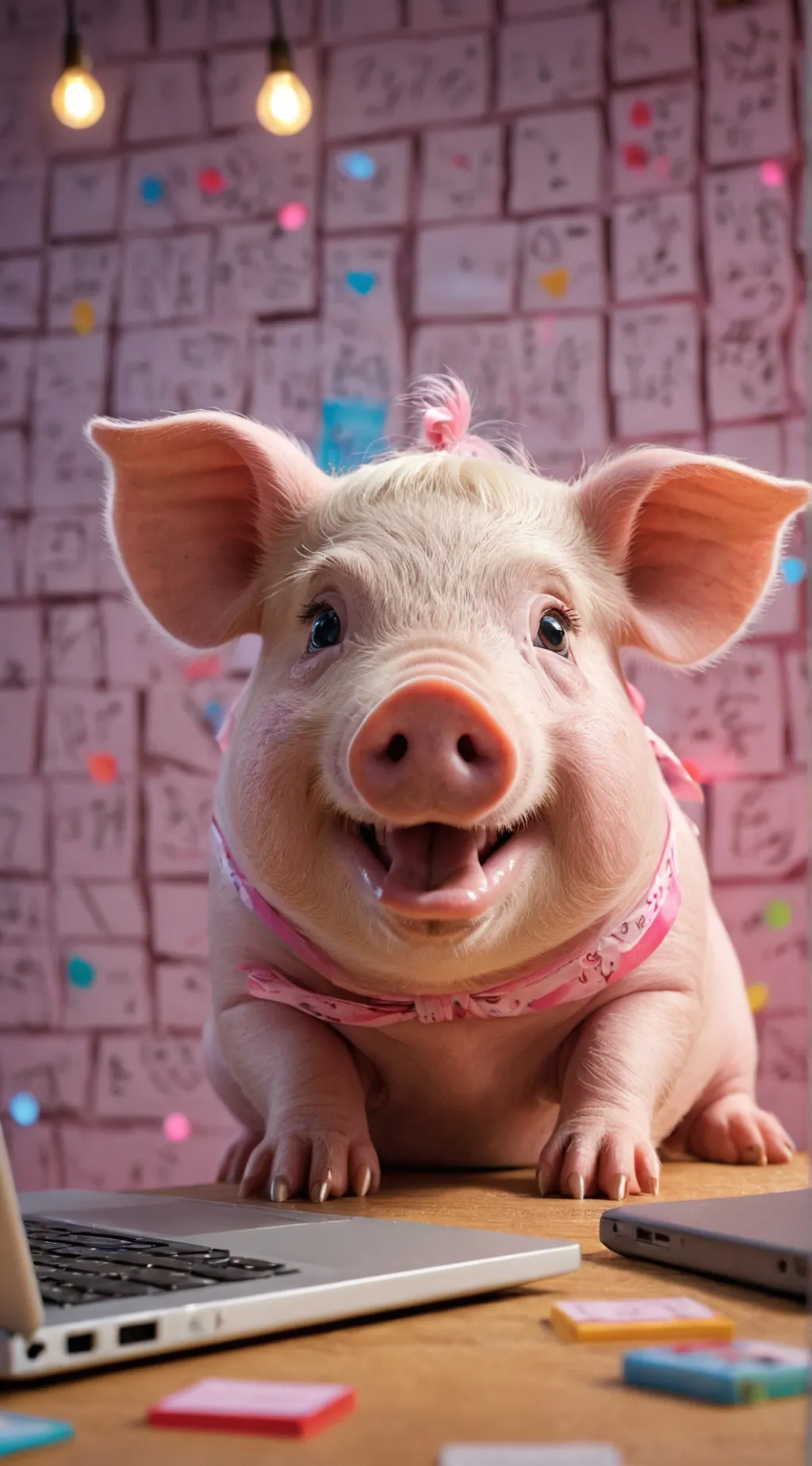 ai character: Pignet Pinkish Punk background