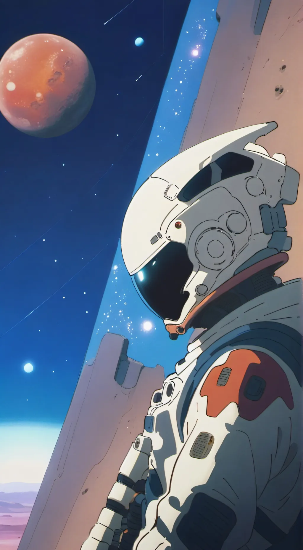 ai character: a creature on mars background