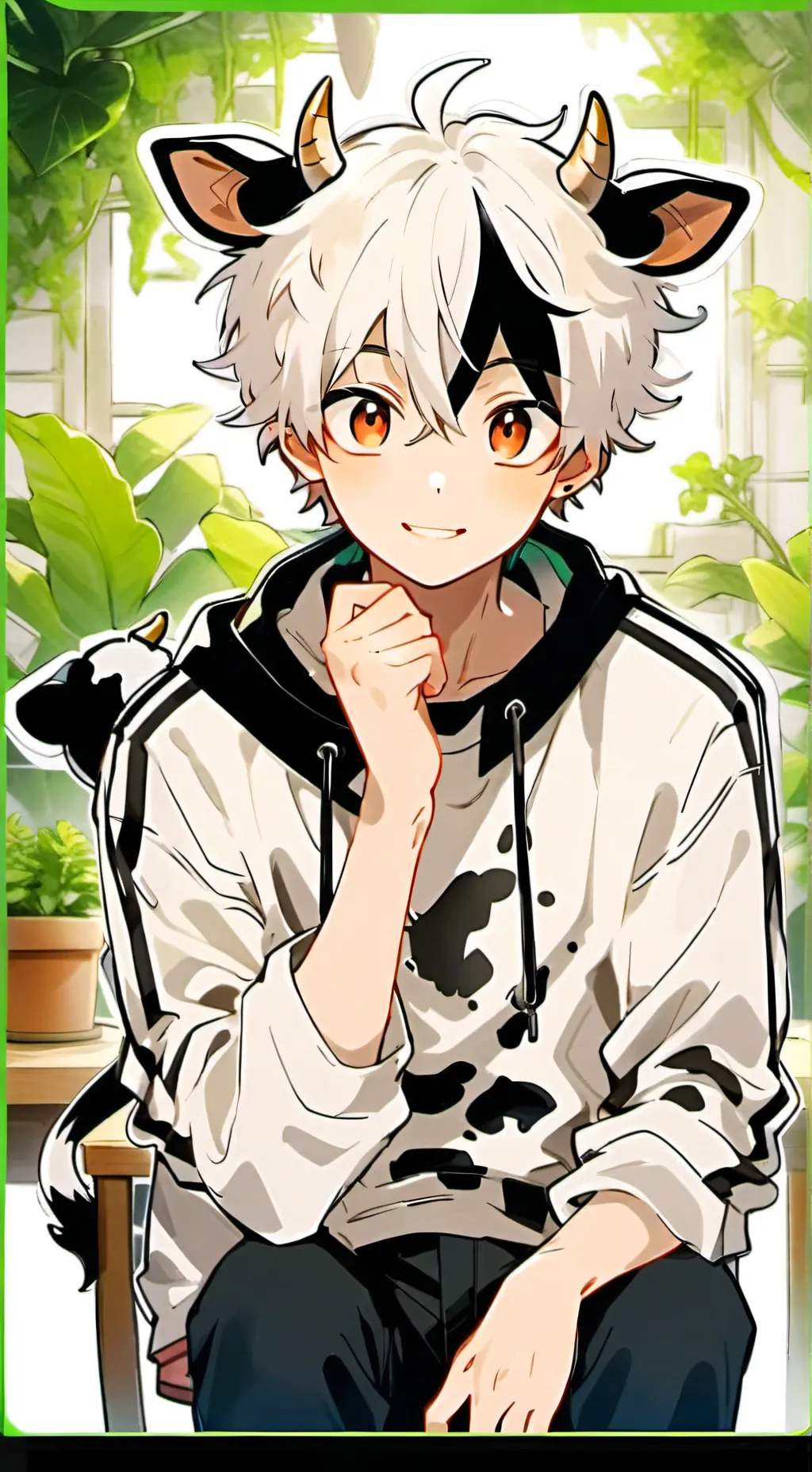 ai character: Gabi the Cow-Human Furry background