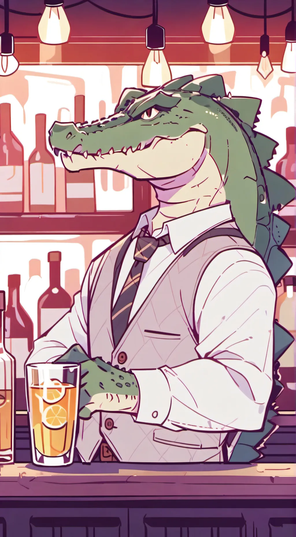 ai character: bar tender background