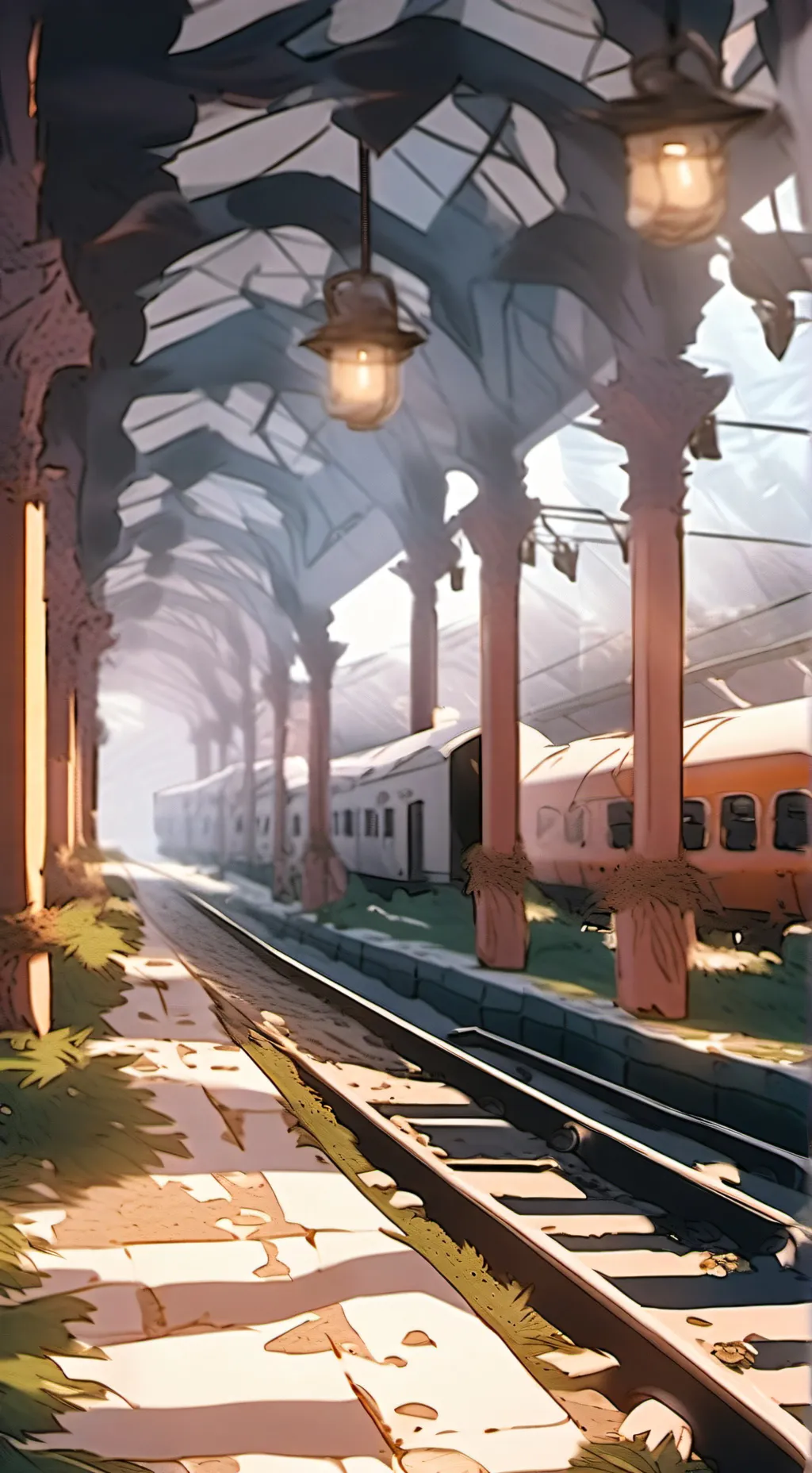 ai character: Abandoned train background