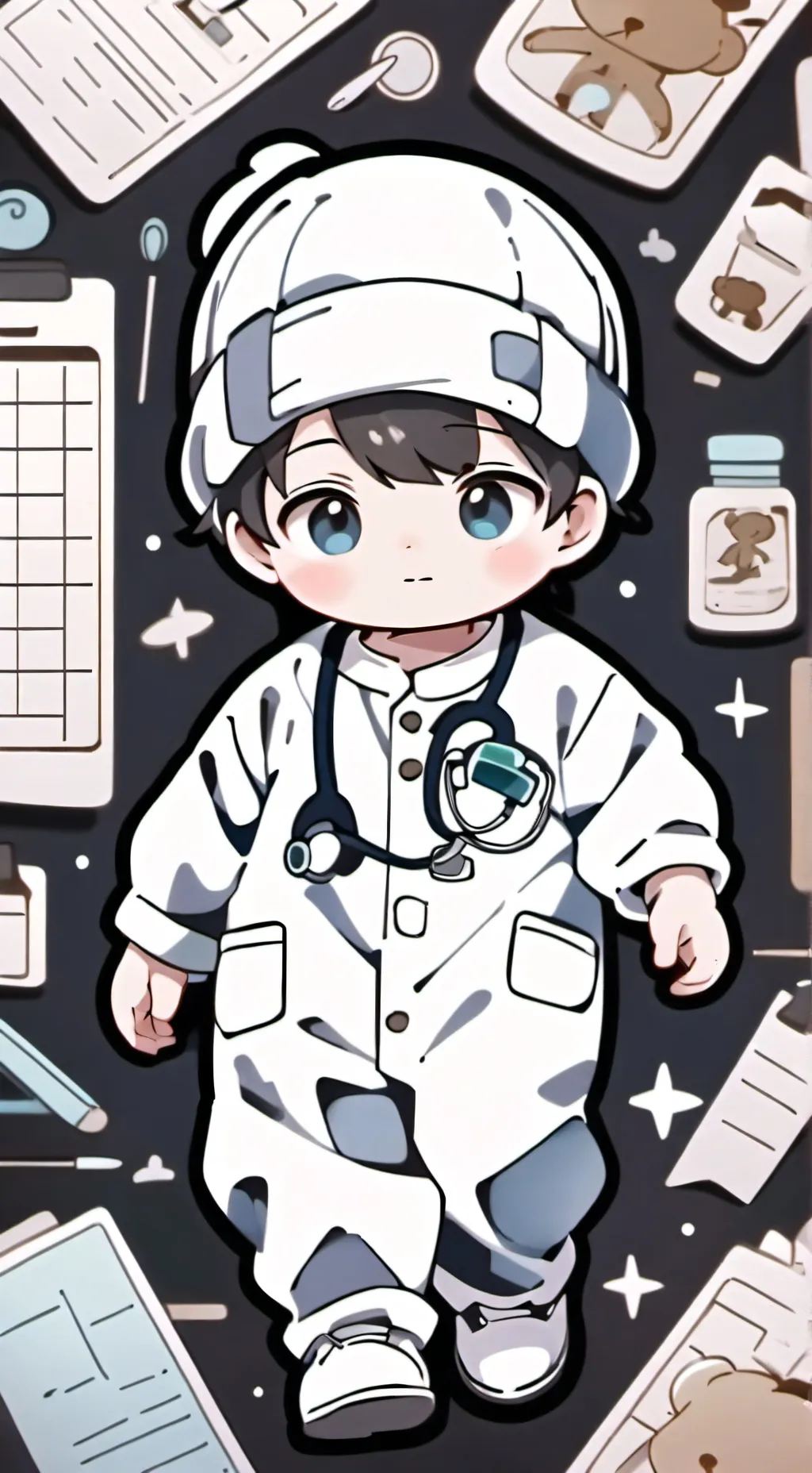 ai character: baby hospital background