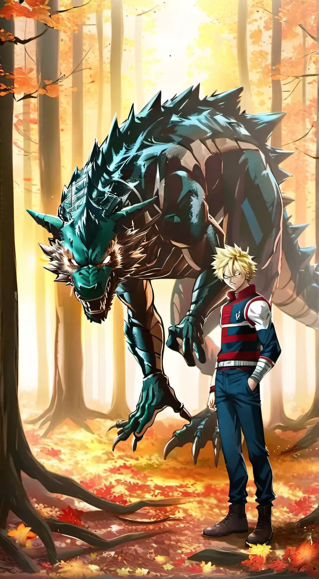 ai character: mha haunted forest background