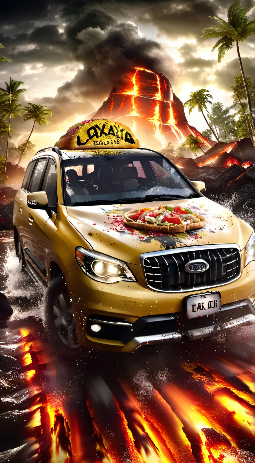 ai character: taco taxi  background