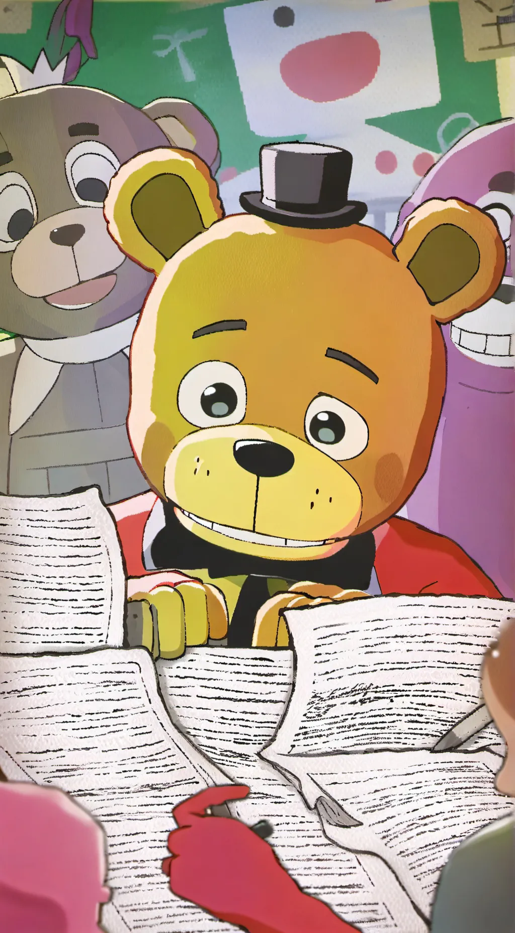 ai character: FNAF Phone guy  background