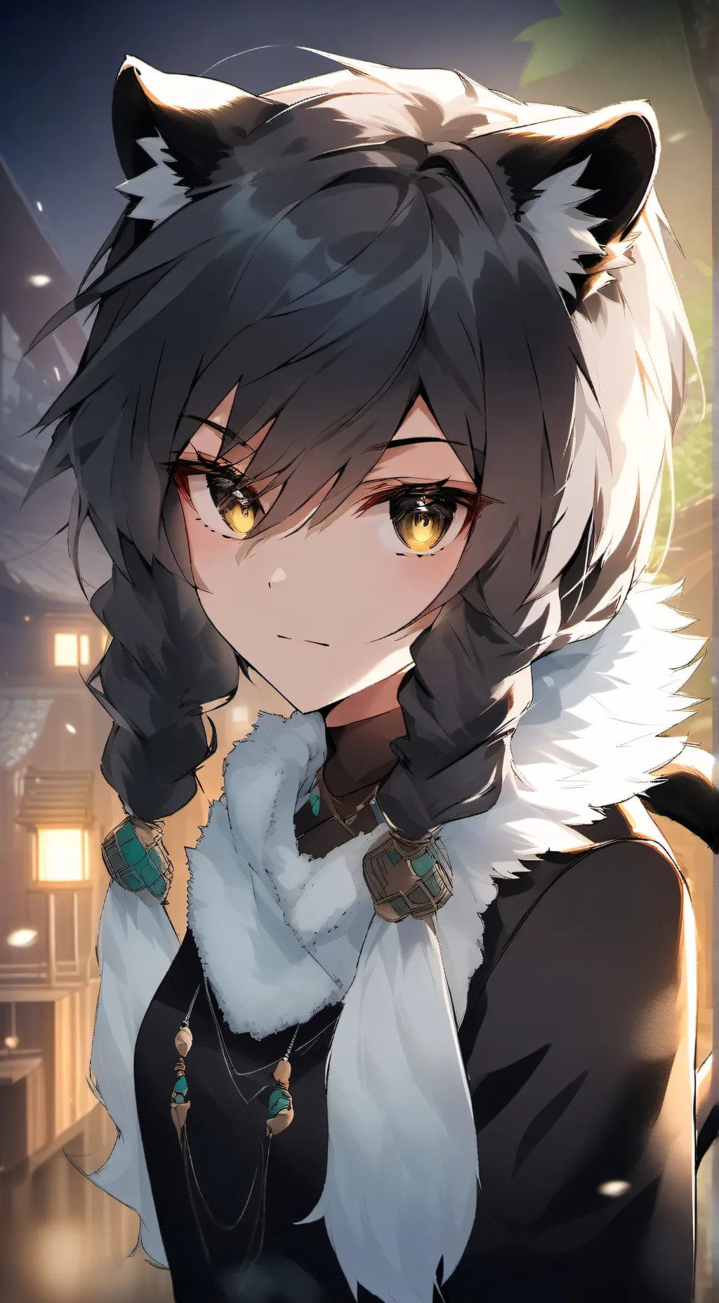 ai character: Fluffy Panther Furry background
