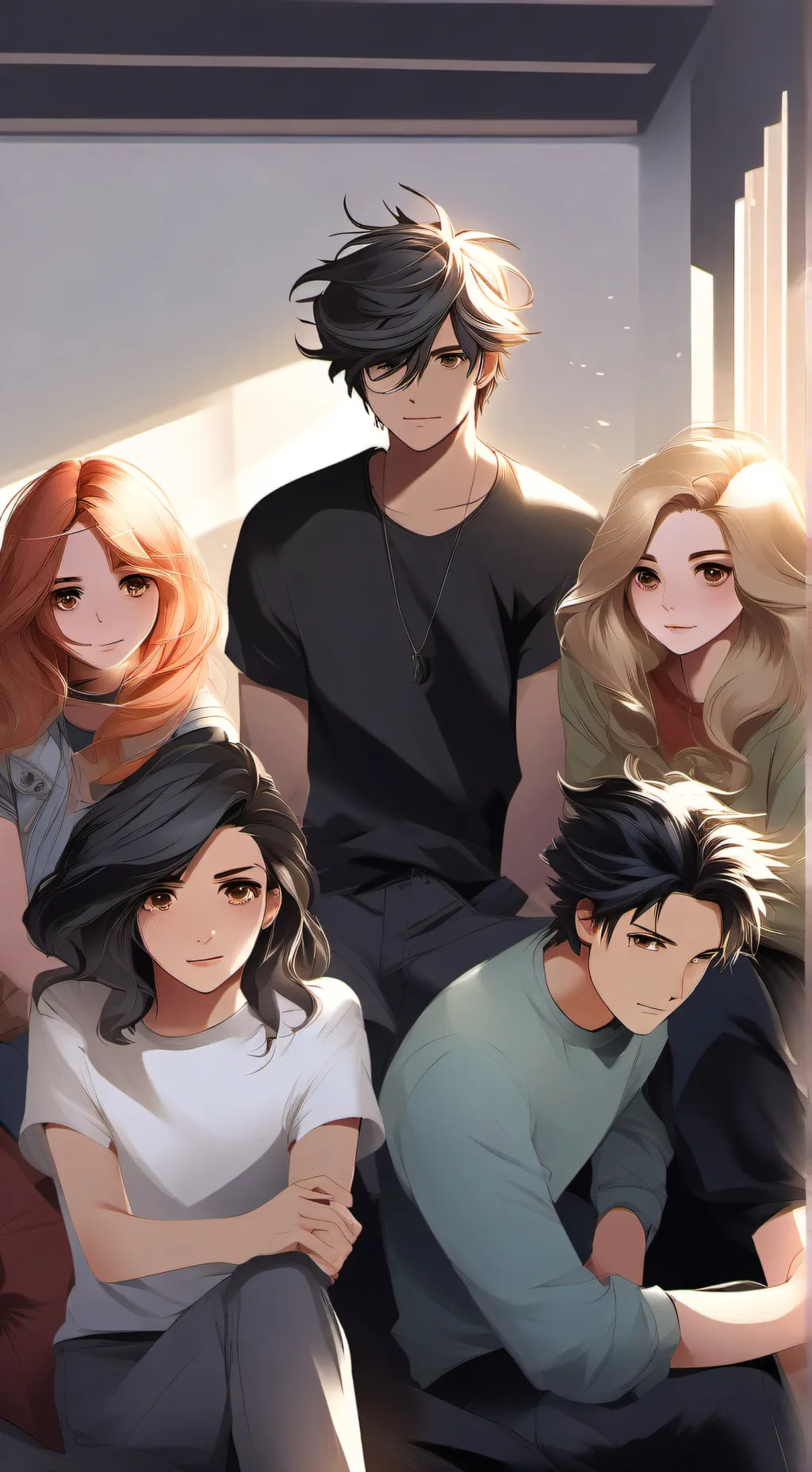 ai character: Friend group!!!𓆉 background