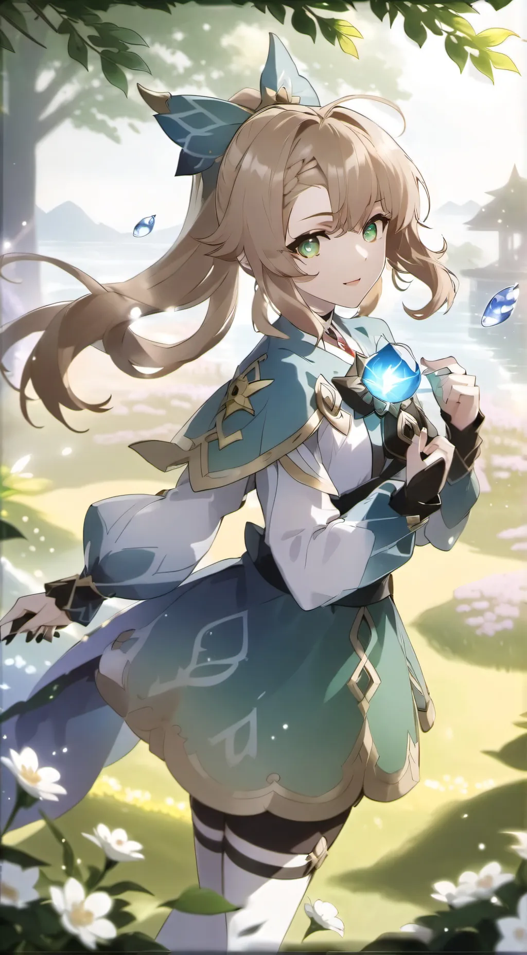 ai character: Lumine and Aether background