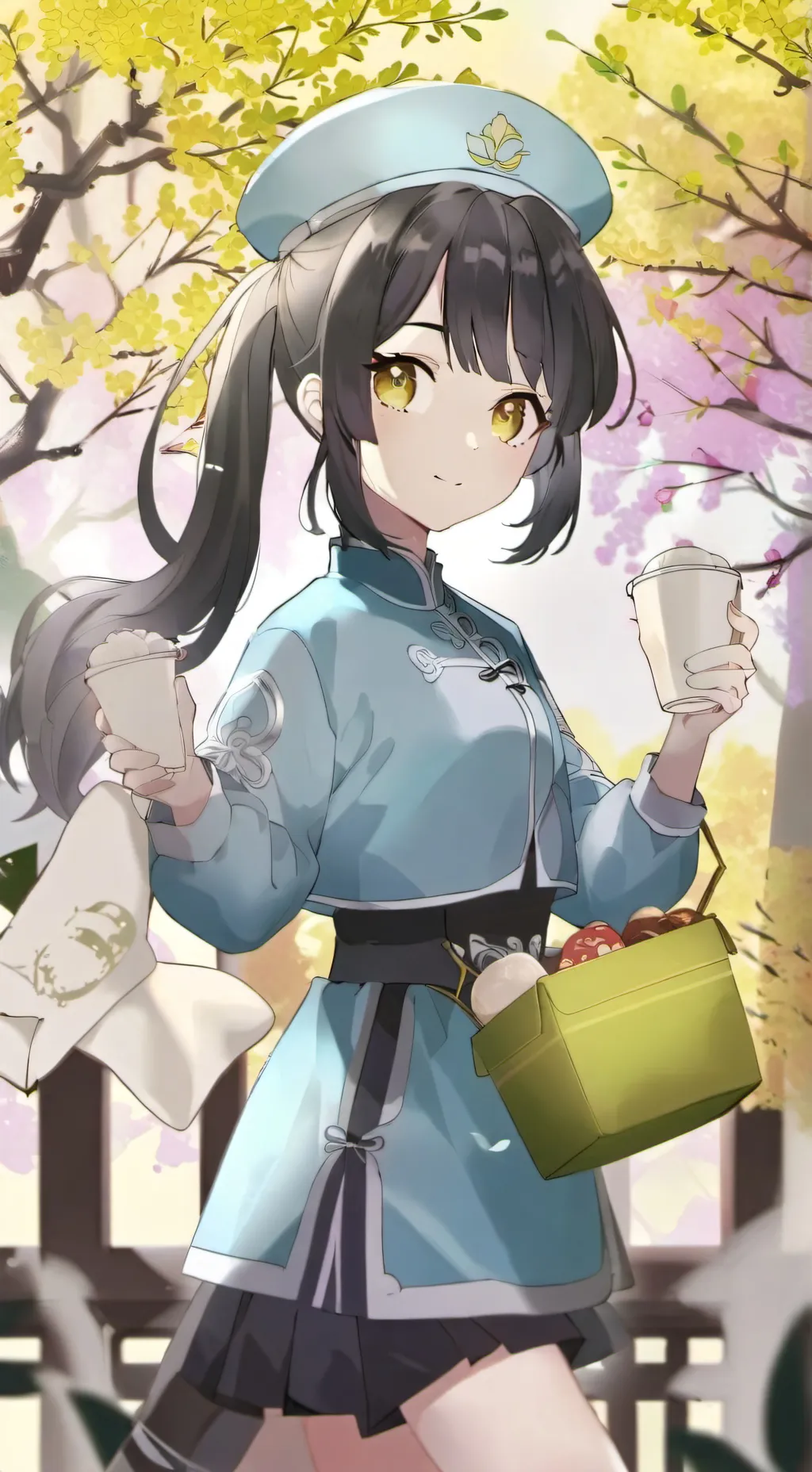 ai character: Chinese food girl  background