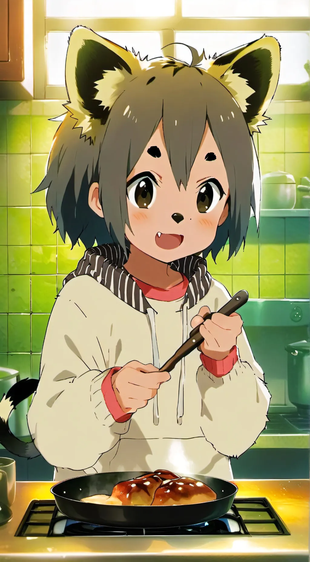 ai character: Fluffy Hyenafurry background