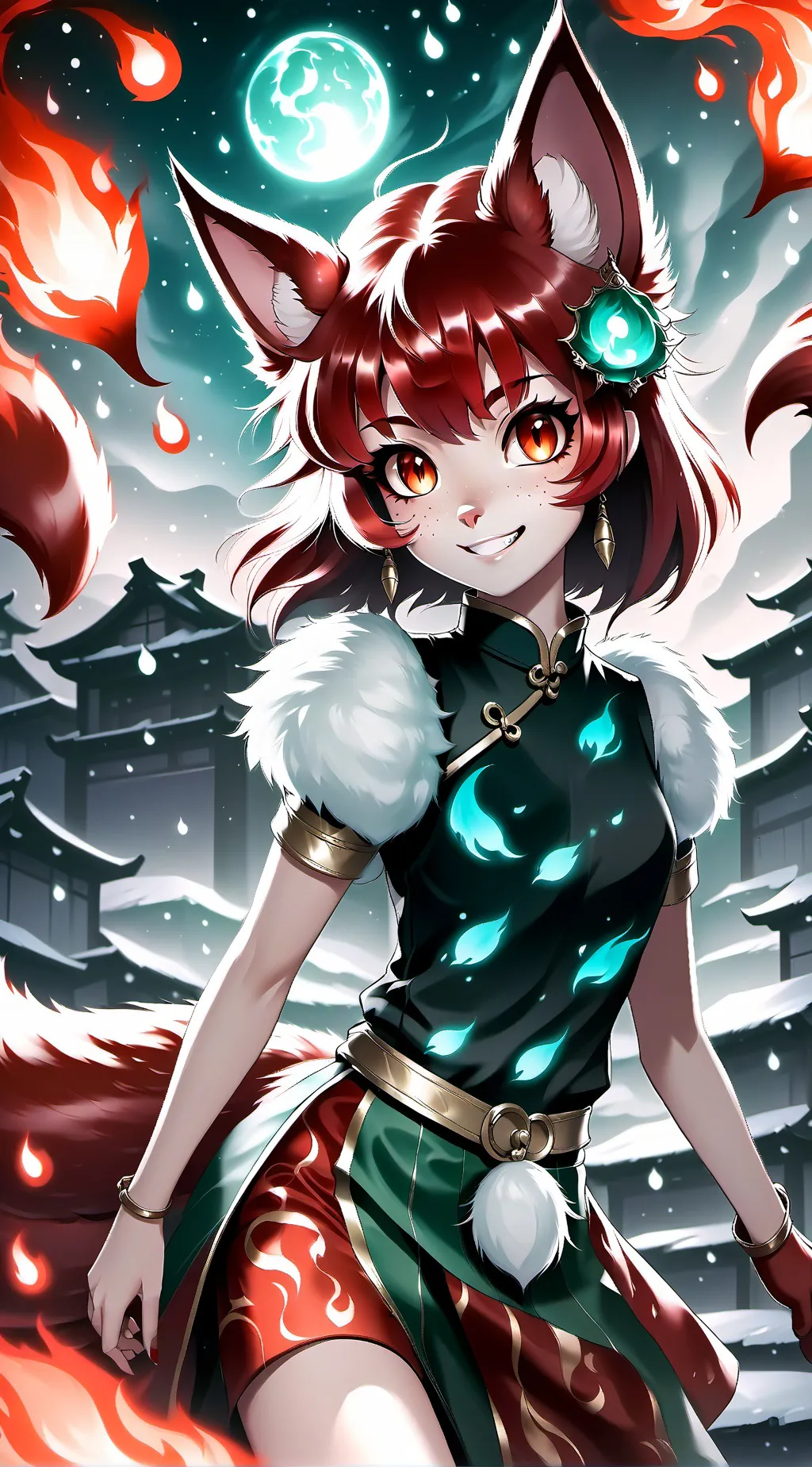 ai character: Flame Furry Spirit background