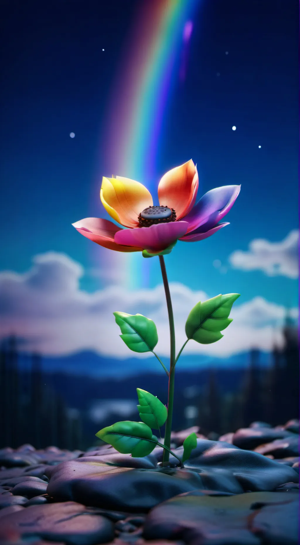 ai character: Astro and Dandy 🌙🌈 background