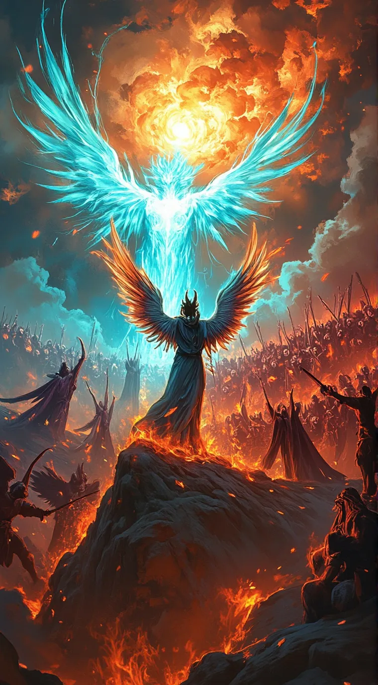 ai character: Heaven vs Hell background