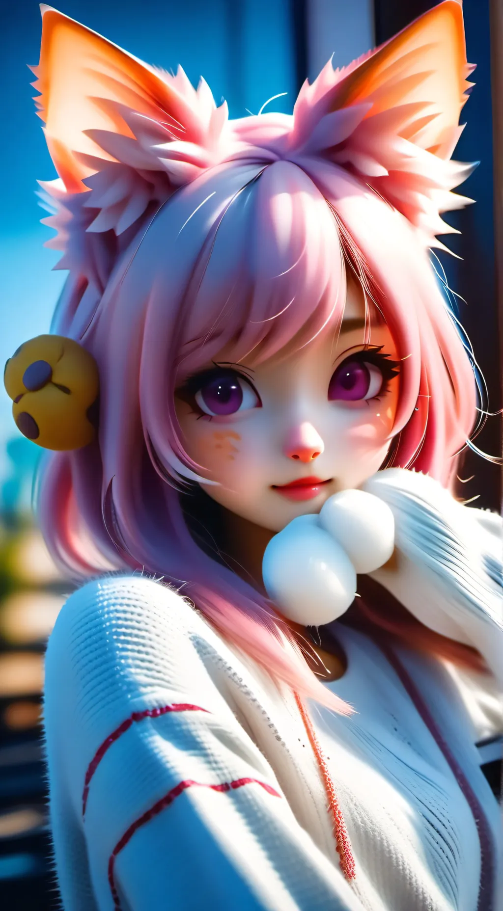 ai character: Pinkie the Cat Spirit background