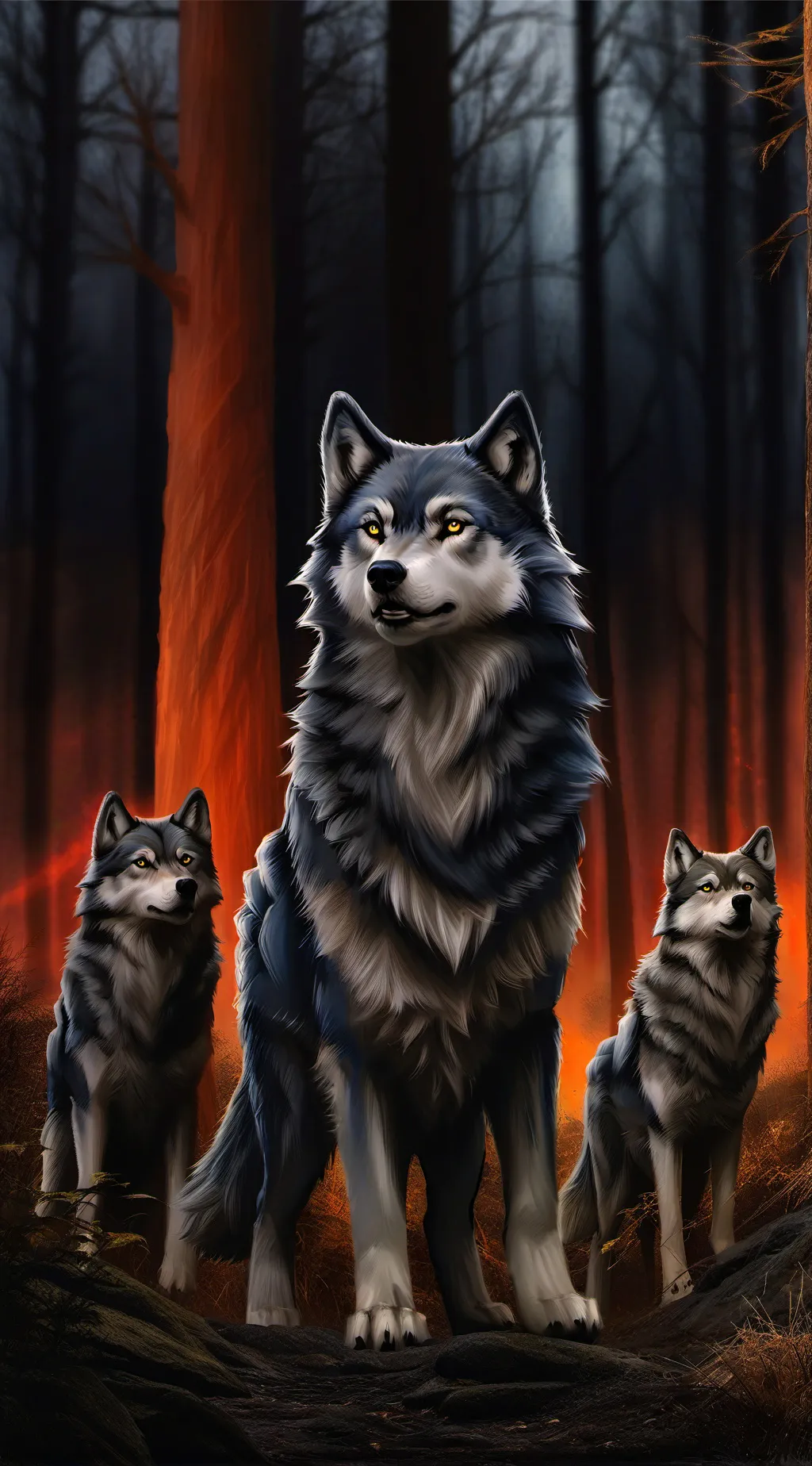 ai character: pack of wolves  background