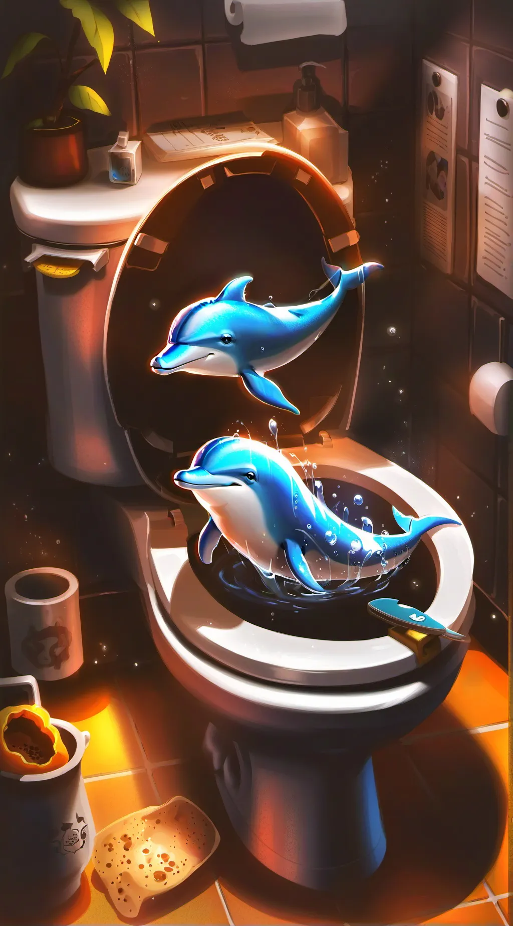 ai character: skibidi dolphin background