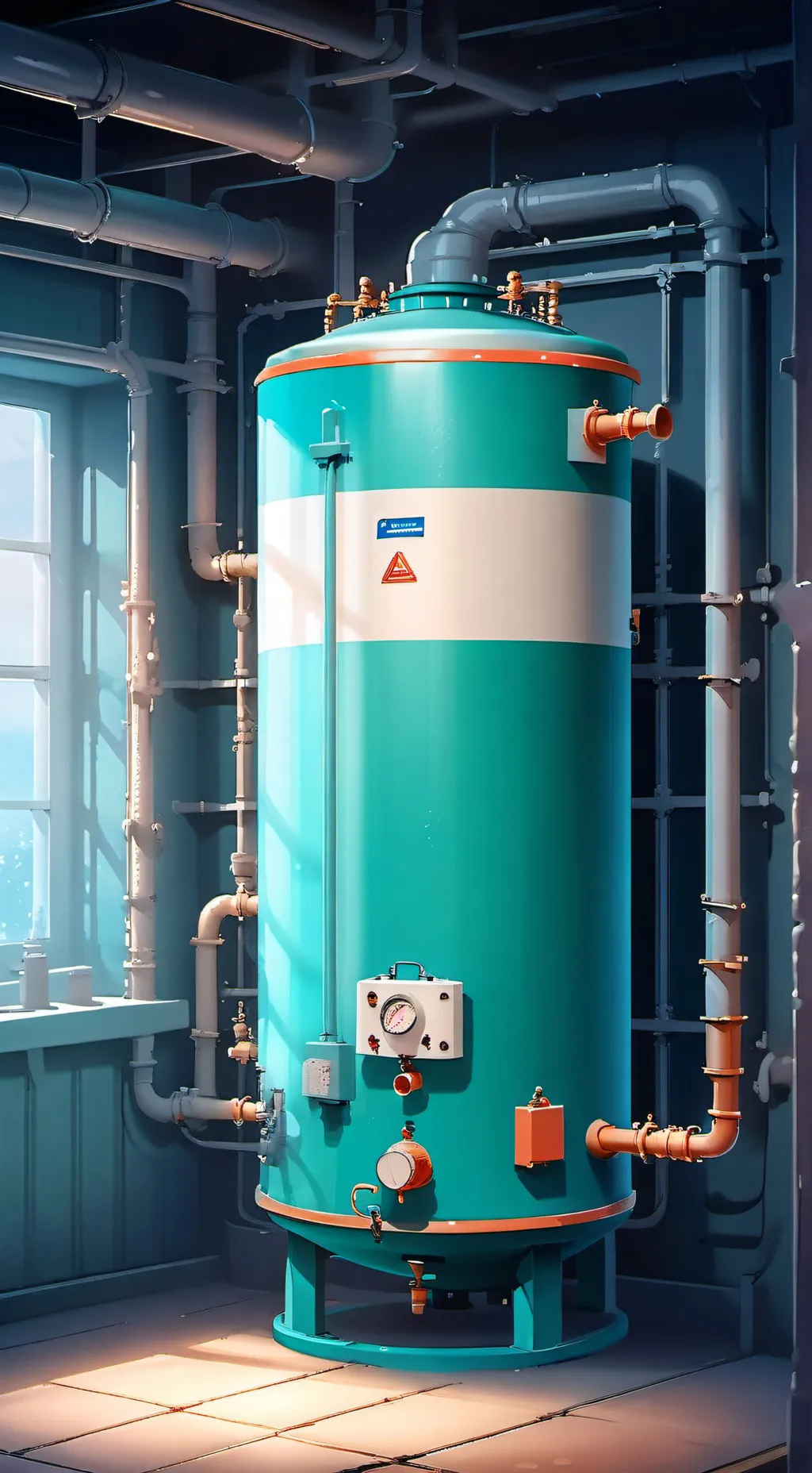 ai character: hot water heater  background