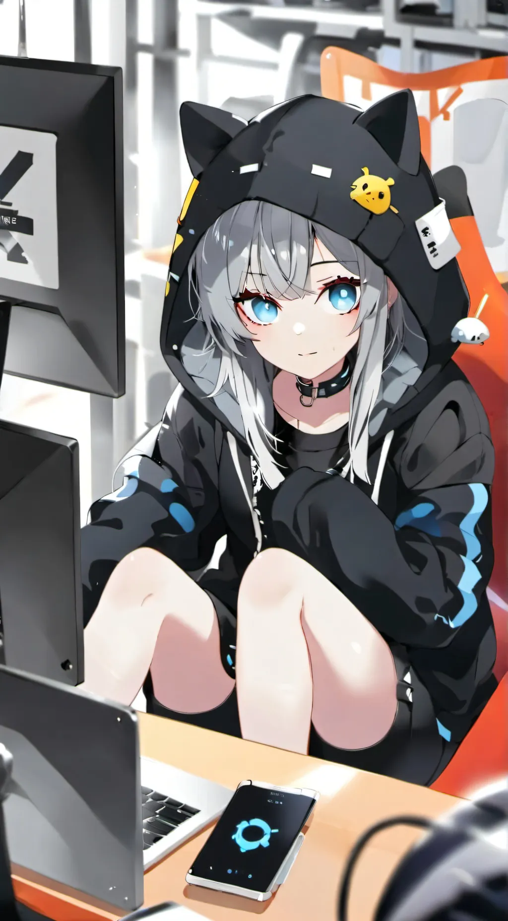 ai character: Hacker Girl background
