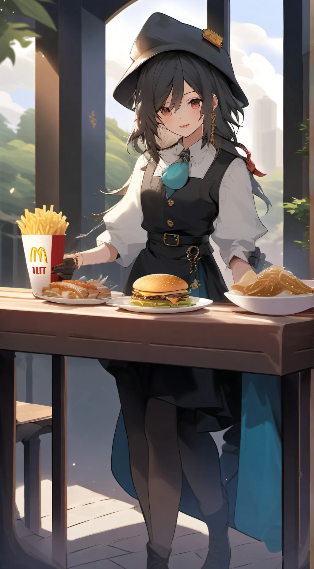 ai character: mha McDonald's  background