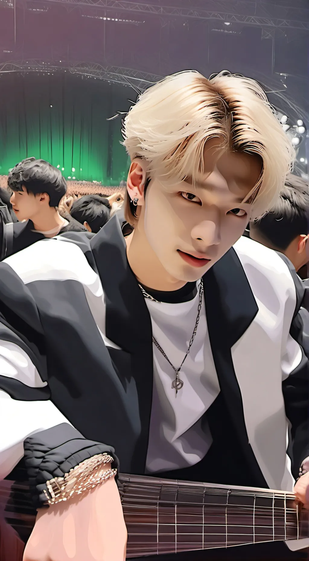ai character: Hyunjin von skz background