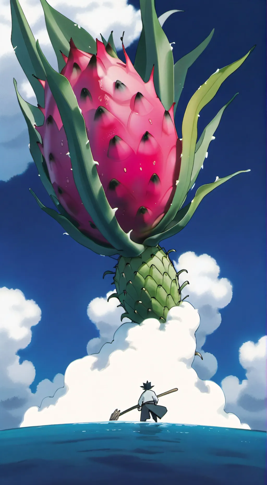 ai character: dragon fruit  background