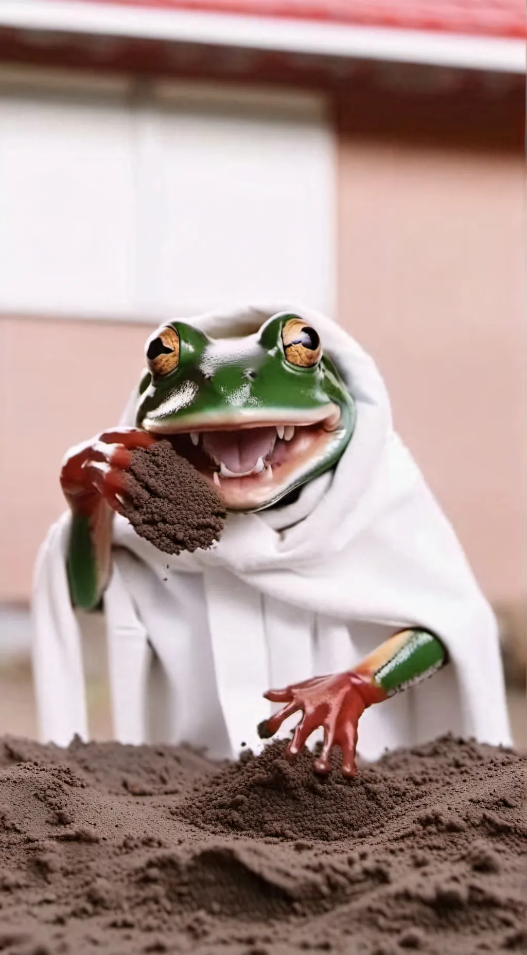 ai character: gagging frog background