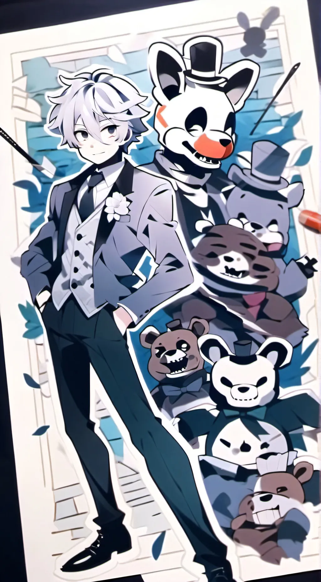 ai character: mha x fnaf  background