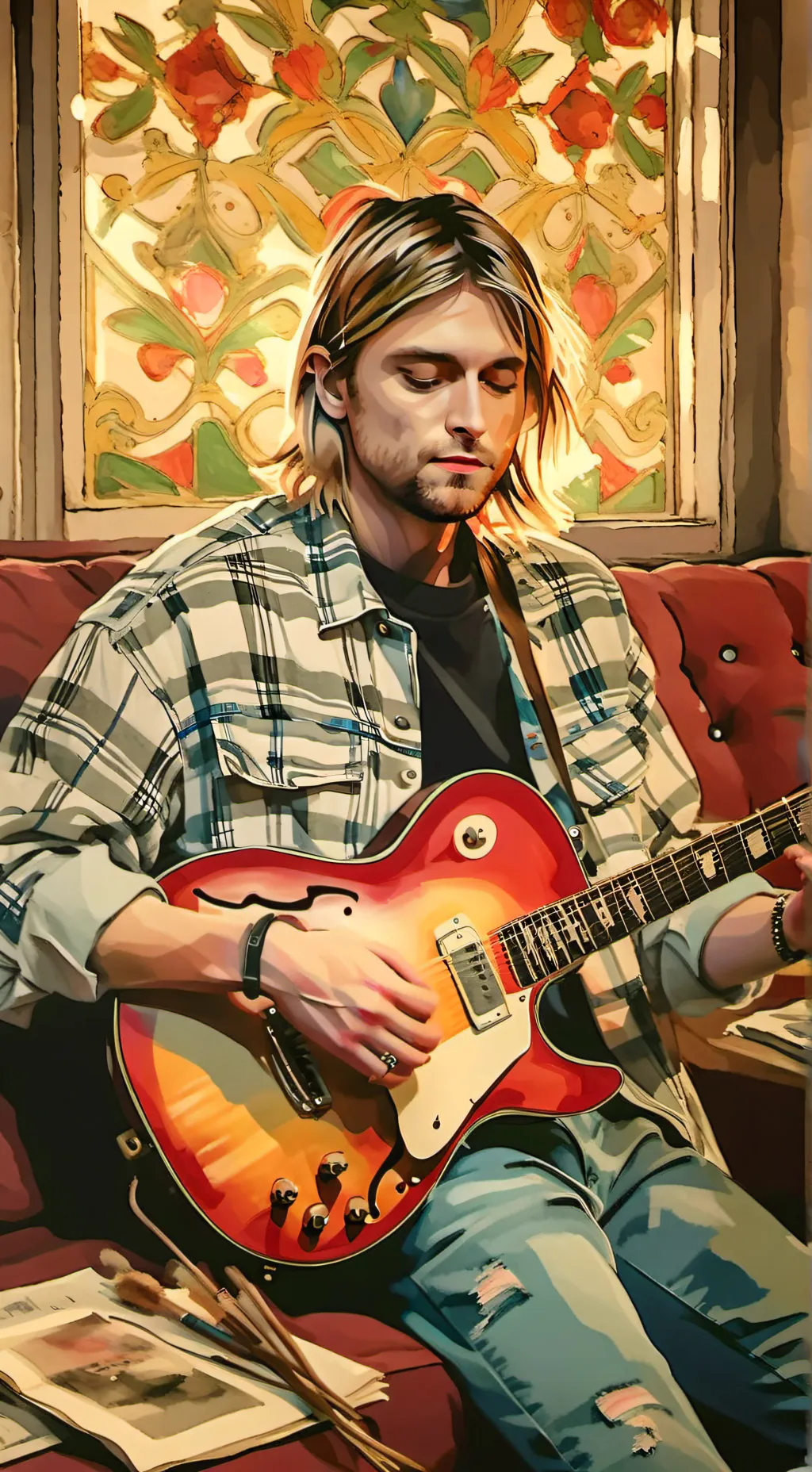 ai character: Kurt Cobain  background