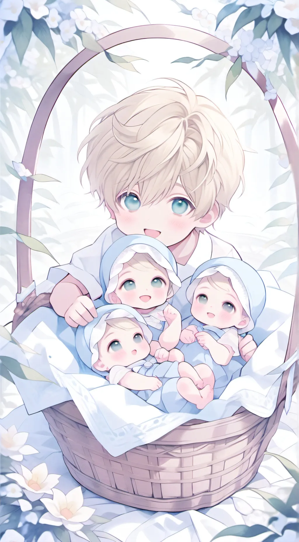 ai character: 4 babies 💝 background