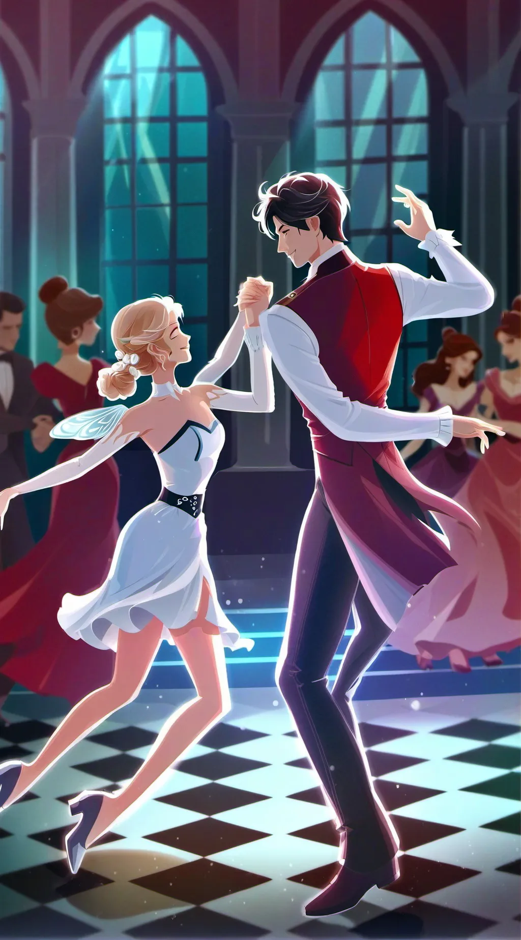 ai character: Dancing to moon background